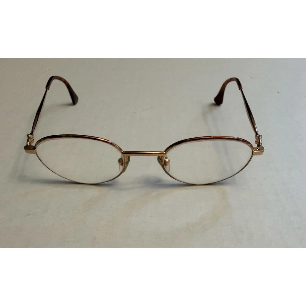 Gucci Vintage GG 1270 RZ8 Brown Tortoise Gold Circular Oval Eyeglass Frames Logo